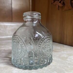 Vintage Glass Bud Case Base To Oil Lamp Clear 3" Base X 3.5" Tall
